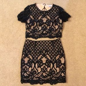 Lace Cropped top, skirt outfit